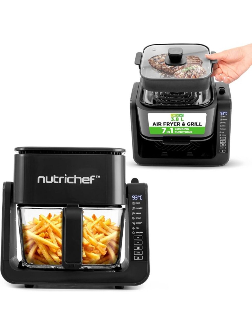 4QT Air Fryer & Grill | 7-in-1 Cooking Modes | Transparent Bowl for Perfect